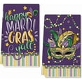 thumbnail image 1 of Mardi Gras Kitchen Towels Set of 2,Purple Mask Fleur de lis Bes Dish Hand Towels Holiday Carnival New Orleans Seasonal Decorations, 1 of 6