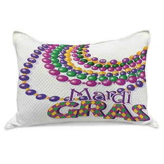 Mardi Gras Throw Pillows 18x18” Cushion Decoration Mask Set of 2 Complete  Ready!