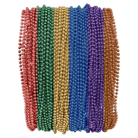 Mardi Gras Krewe Multicolor Mardi Gras Party Beads - 72 Necklaces, 33 Inch 7mm