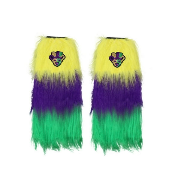 Mardi Gras Leg Warmers Women Furry Leg Covers Warmers Mardi Gras Outfit for Women Men Accessories Holiday Party Costume Supplies Unisex
