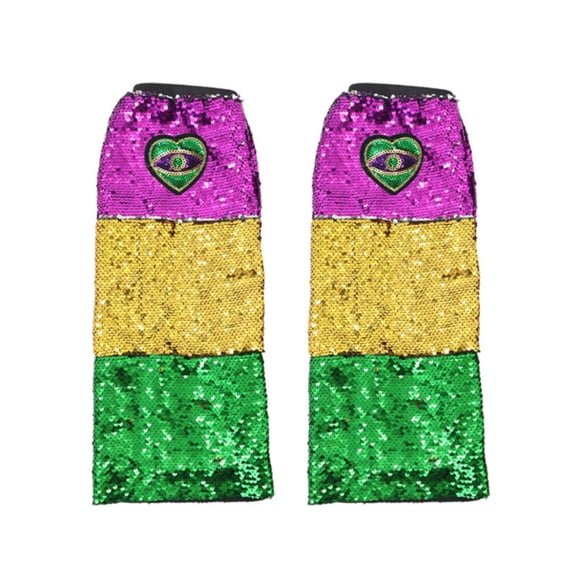 Mardi Gras Leg Warmers with Eye Heart Embroidery Pull-On Design Soft Stretchy Sequin Leg Warmers for Mardi Gras Decorations A