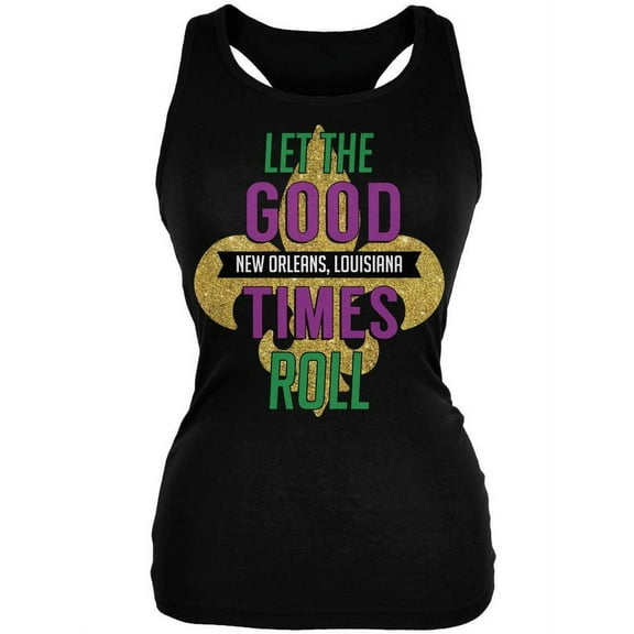 Mardi Gras Let the Good Times Roll Black Juniors Soft Tank Top - X-Large