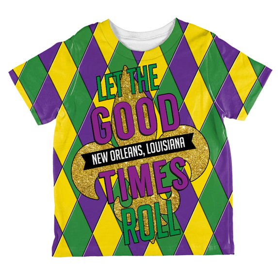 Mardi Gras Let the Good Times Roll Jester All Over Toddler T Shirt Multi 6T
