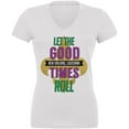 thumbnail image 1 of Mardi Gras Let the Good Times Roll Juniors V-Neck T Shirt White MD, 1 of 1