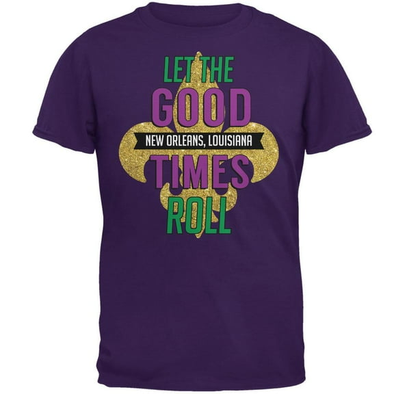 Mardi Gras Let the Good Times Roll Purple Adult T-Shirt - X-Large