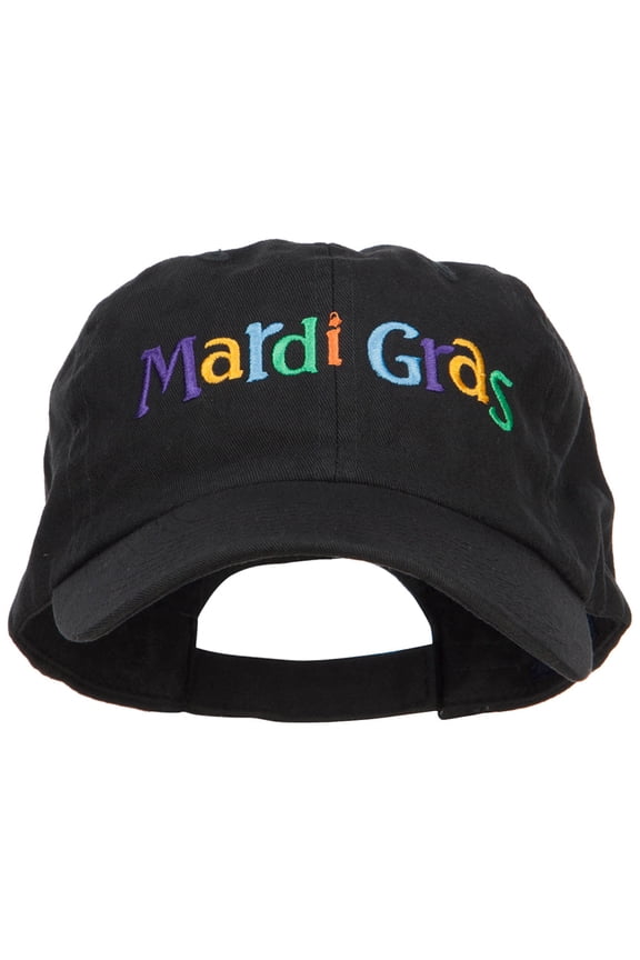 Mardi Gras Letters Embroidered Cotton Cap - Black OSFM
