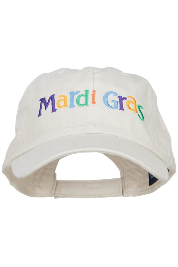 Mardi Gras Letters Embroidered Cotton Cap - Putty OSFM