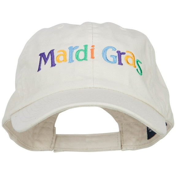 Mardi Gras Letters Embroidered Cotton Cap - Putty OSFM