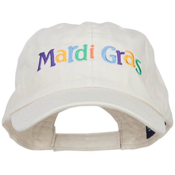 Mardi Gras Letters Embroidered Cotton Cap - Putty OSFM
