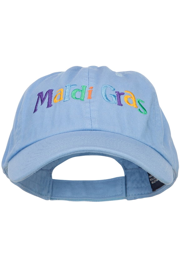 Mardi Gras Letters Embroidered Cotton Cap - Sky Blue OSFM