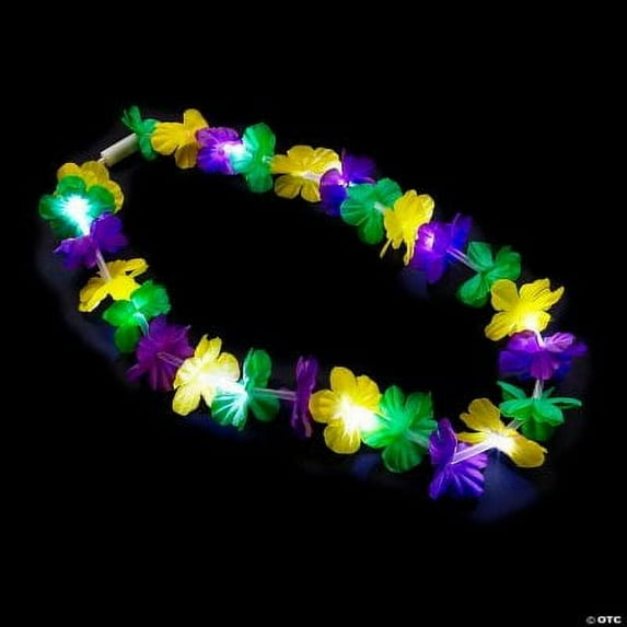 Mardi Gras Light-Up Polyester Leis, Mardi Gras, Apparel Accessories, 12 Pieces