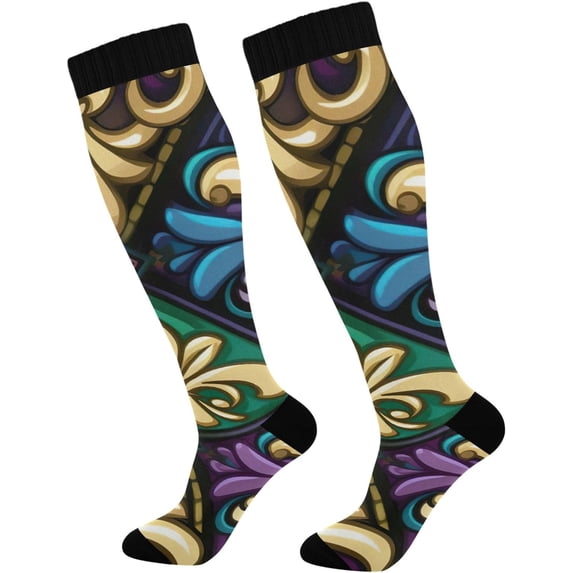 Mardi Gras Lily Compression Socks for Women&Men Circulation-Best Support for Nurses, Running, Athletic-1 Pairs Gift