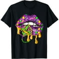 thumbnail image 1 of Mardi Gras Lips Queen Carnival Trendy Leopard Louisiana T-Shirt, 1 of 3