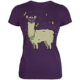 thumbnail image 1 of Mardi Gras Llama Beads Mask Juniors Soft T Shirt Purple SM, 1 of 2
