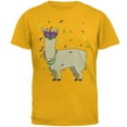 thumbnail image 1 of Mardi Gras Llama Beads Mask Mens T Shirt Gold MD, 1 of 2