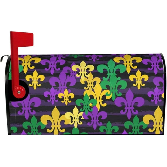 Mardi Gras. Mailbox Cover Mailbox Wraps, Waterproof Mailbox Covers Magnetic Post Box Cover Large Size 25.5"(L) x 21"(W) Garden Yard Outside Farmhouse Home Decor
