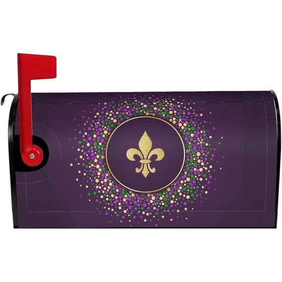 Mardi Gras Mailbox Cover Mailbox Wraps, Waterproof Mailbox Covers Magnetic Post Box Cover Standard Size 21"(L) x 18"(W) Garden Yard Outside Farmhouse Home Decor