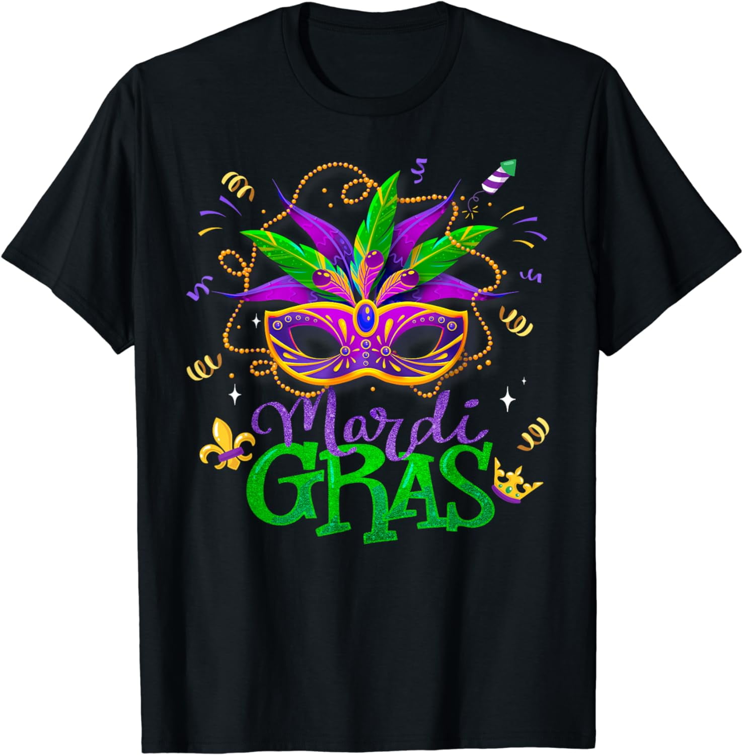 Mardi Gras Mardi Gras Beads Mask Joker Hat Carnival 2024 T-Shirt ...