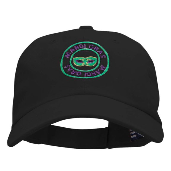Mardi Gras Mask Badge Low Profile Dyed Cotton Twill Cap - Black OSFM