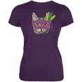 thumbnail image 1 of Mardi Gras Mask Funny Cat Purple Juniors Soft T-Shirt - X-Large, 1 of 1