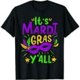 thumbnail image 1 of Mardi Gras Mask Y'all Festive Graphic Unisex Short Sleeve Casual T-Shirt, 1 of 6