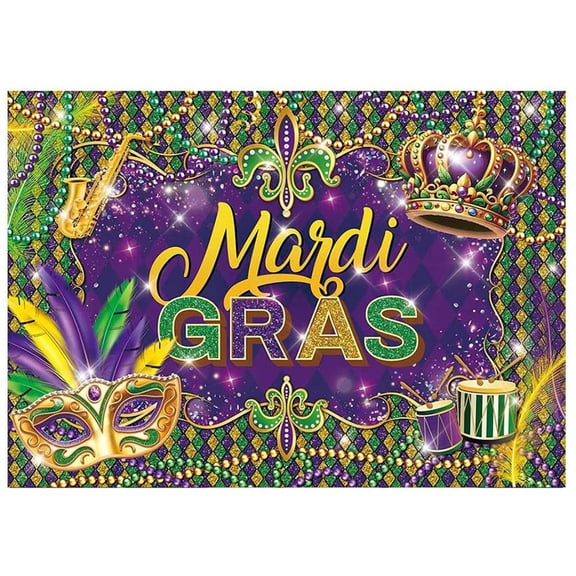 Mardi Gras Masquerade Backdrop for Photography, Carnival Party Decorations, 7x5FT B