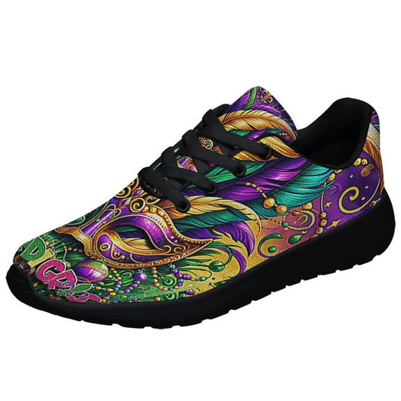 Mardi Gras Masquerade Beads Shoes Sneakers Black Size 8