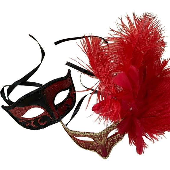 Mardi Gras Masquerade Mask Pair Cosplay Prom Dance Birthday Halloween Cosplay Dress up Party Wear MASQ