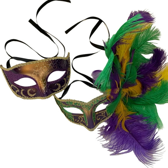 Mardi Gras Masquerade Mask Pair Cosplay Prom Dance Birthday Halloween Cosplay Dress up Party Wear MASQ