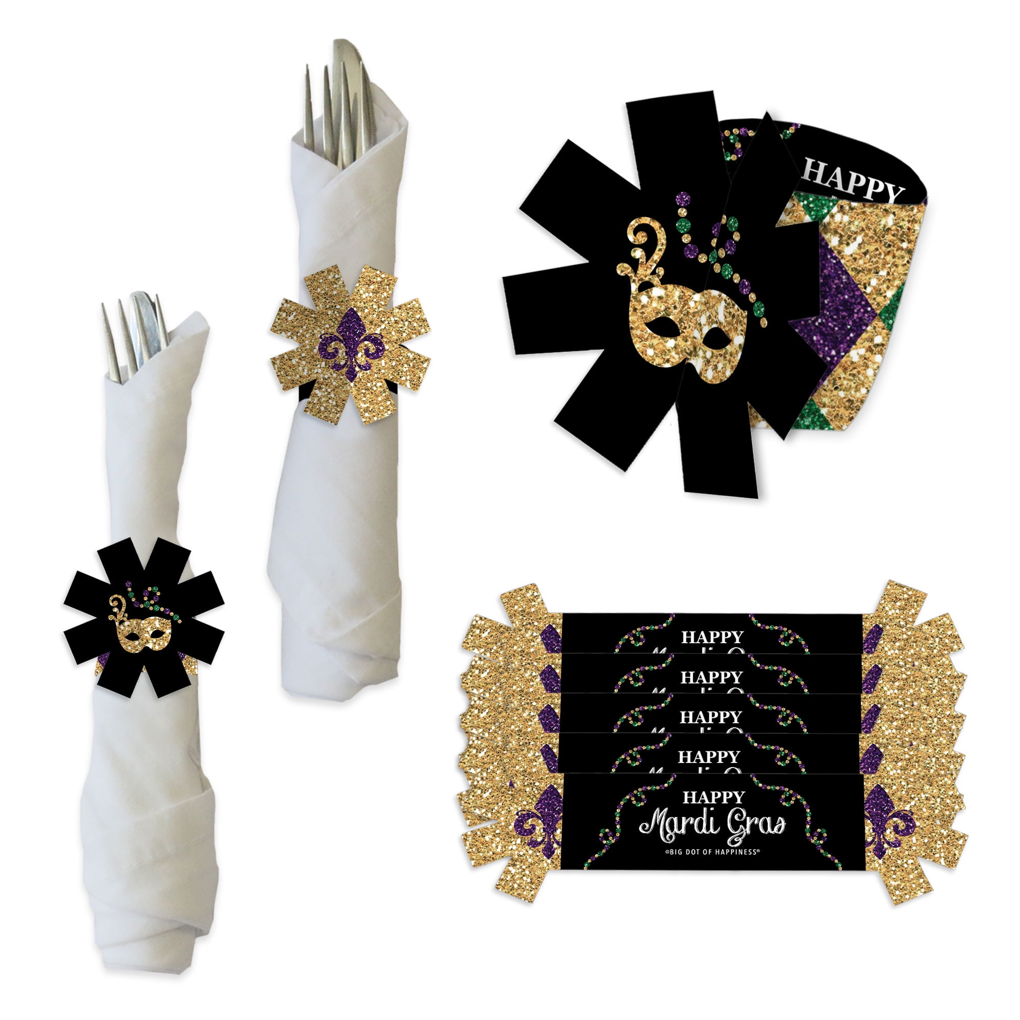 Big Dot of Happiness Mardi Gras - Masquerade Party Paper Napkin Holder ...