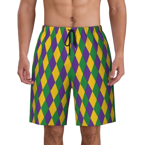 Mardi Gras Men'S Beach Pants Quick Dry Short Swim Trunks With With Pockets And Mesh Lining Swimwear Beach Bathing Shorts 3x-Large