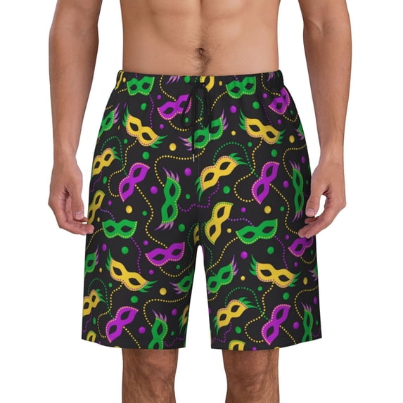Mardi Gras Men'S Beach Pants Quick Dry Short Swim Trunks With With Pockets And Mesh Lining Swimwear Beach Bathing Shorts Small