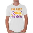 thumbnail image 1 of Mardi Gras Men Shirt Funny Fat Tuesday Tees for Men I'm Just Here for the Beads Men's T-Shirt, 1 of 4