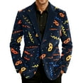 thumbnail image 1 of Mardi Gras Men's Blazer Corduroy Mask Print Carnival Party Jacket Two Button Slim Fit Business Office Suit Jacket with Pockets Plus Size Outerwear, 1 of 5