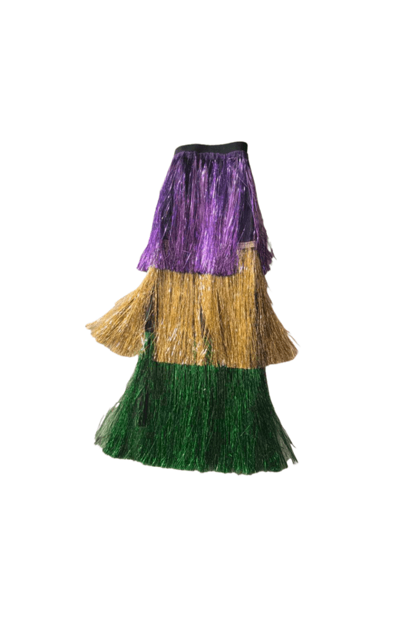Mardi Gras Metallic Leg Warmer Covers, Purple Gold Green Tiered Tassel Foot Accessories, Shiny Fringed Legwear for Women, Stage Performance, Masquerade Balls, Carnival