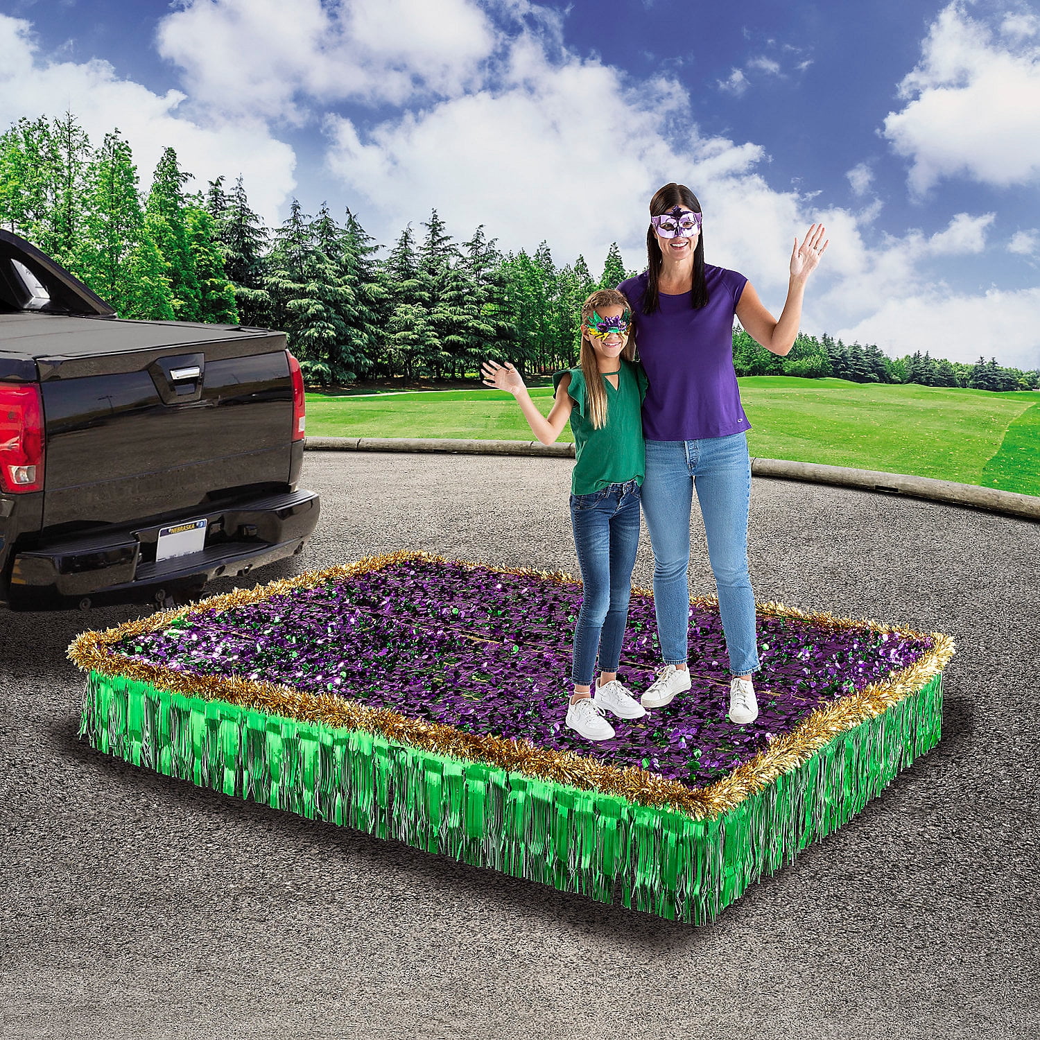 24-Pc Mardi Gras Float Decoration Kit – Gold, Green & Purple Parade Decor With Flags, Garland & Photo Props