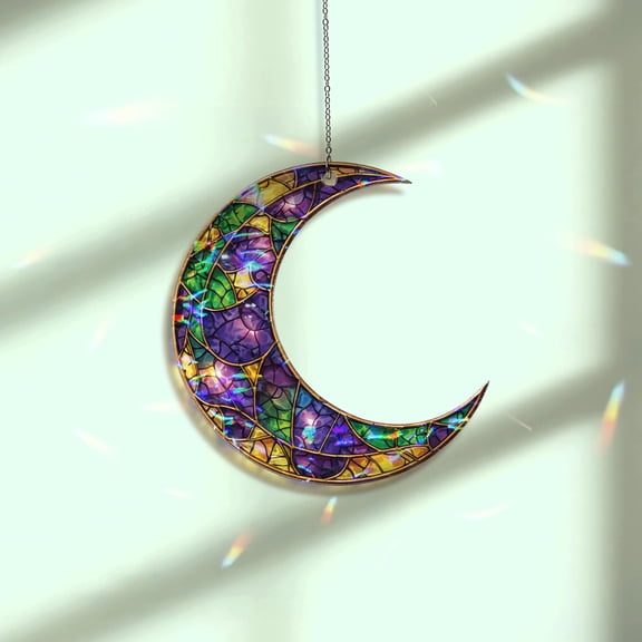 Mardi Gras Moon Symbol Acrylic Suncatcher, New Orleans Style Window Hanging, Carnival Home Decor, Louisiana Souvenir Gift
