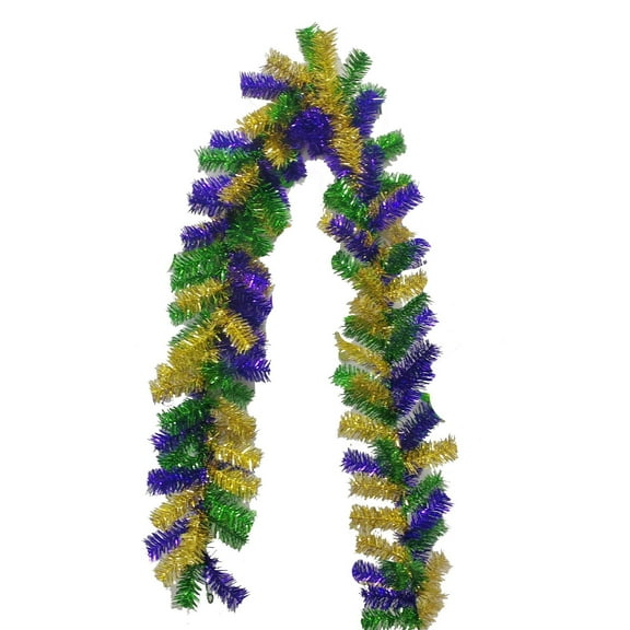 Mardi Gras Multi-Color Branch Garland, 6 ft purple green gold glitter ornament Fat Tuesday Decoration tree decor parade decor