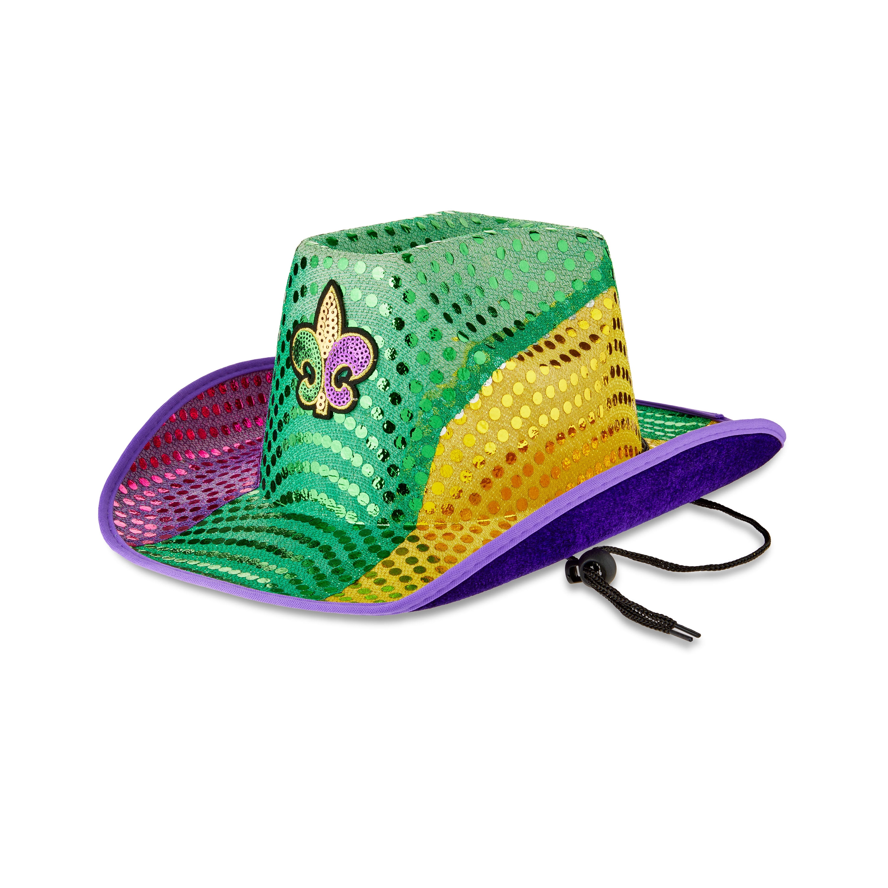 Mardi Gras Sequin Jeweled Captain's Hat with Feather