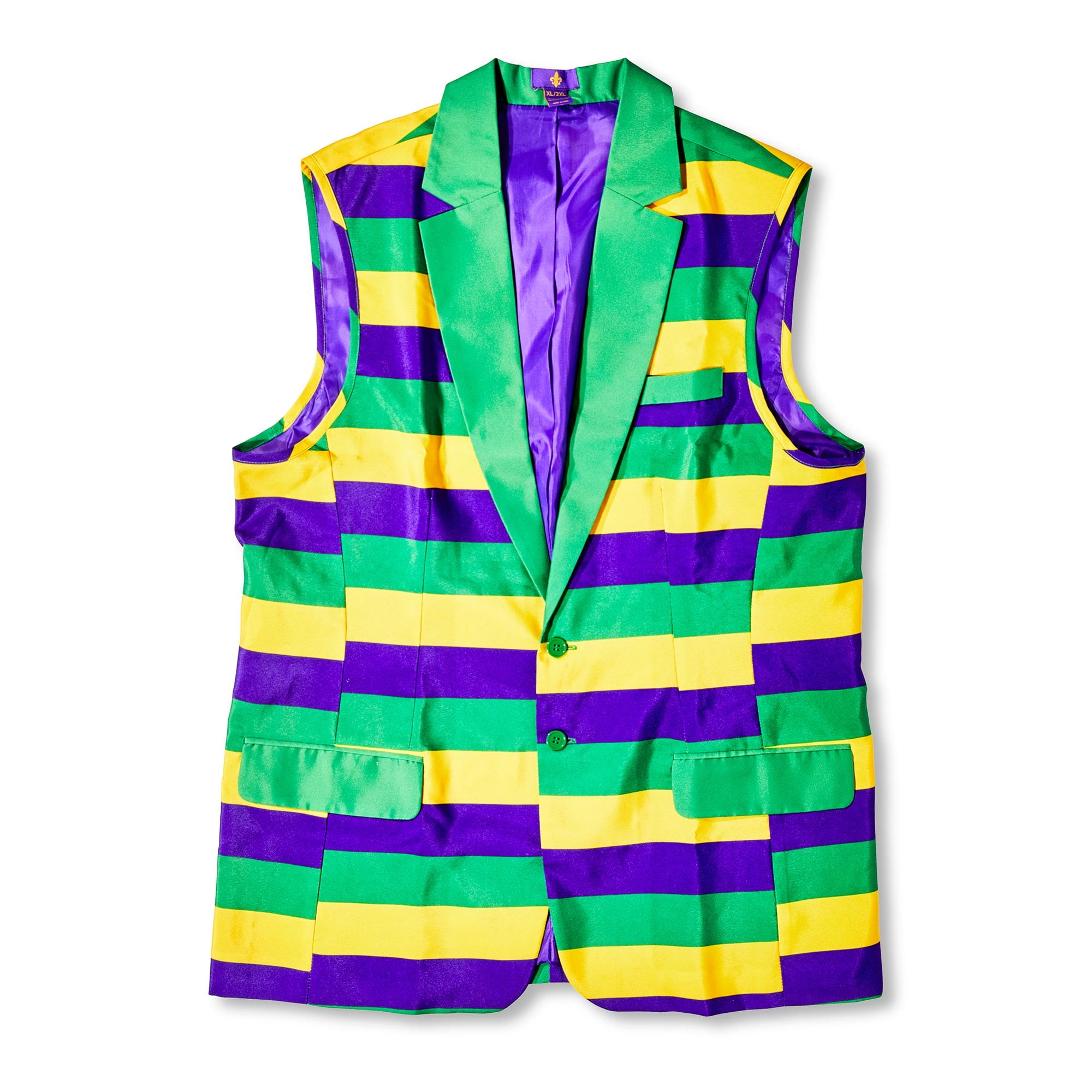 Mardi Gras Multi-Color Sleeveless Blazer, XL/2X, by Way To Celebrate ...