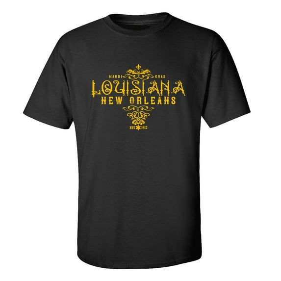 Mardi Gras New Orleans Louisiana Unisex Short Sleeve T-shirt-Black-5XL