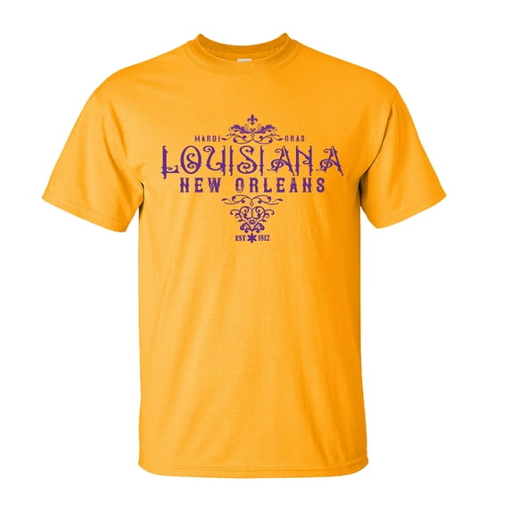Mardi Gras New Orleans Louisiana Unisex Short Sleeve T-shirt-Gold-Small