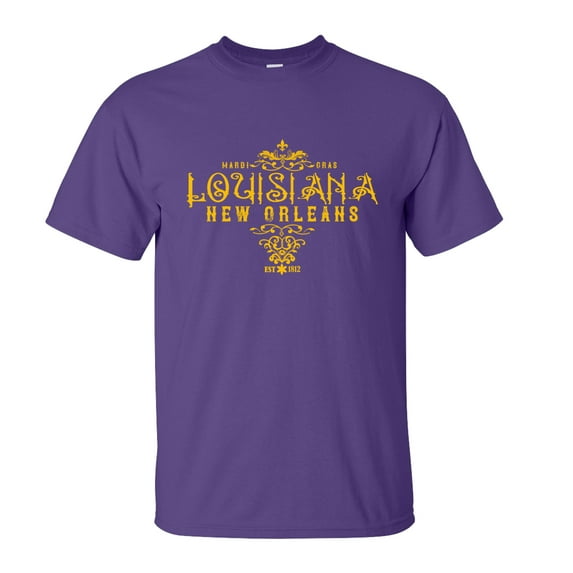 Mardi Gras New Orleans Louisiana Unisex Short Sleeve T-shirt-Purple-X-Large