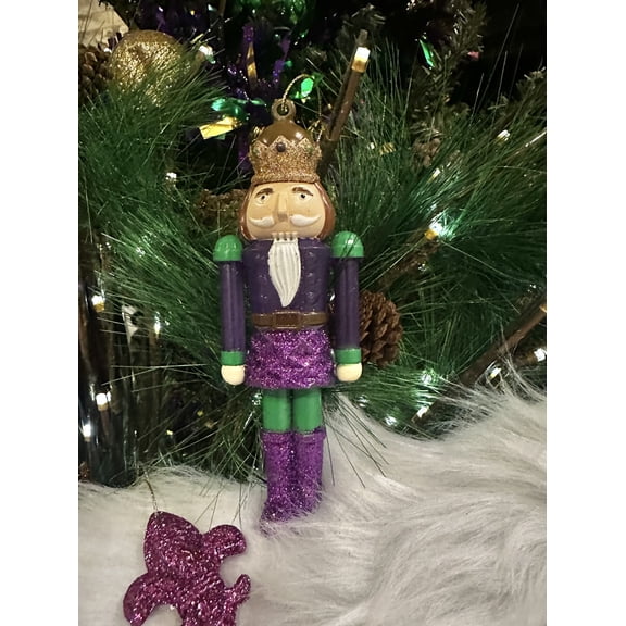 Mardi Gras Nutcracker Ornament Parade Crown, Purple, Green, and Gold New Orleans Decor
