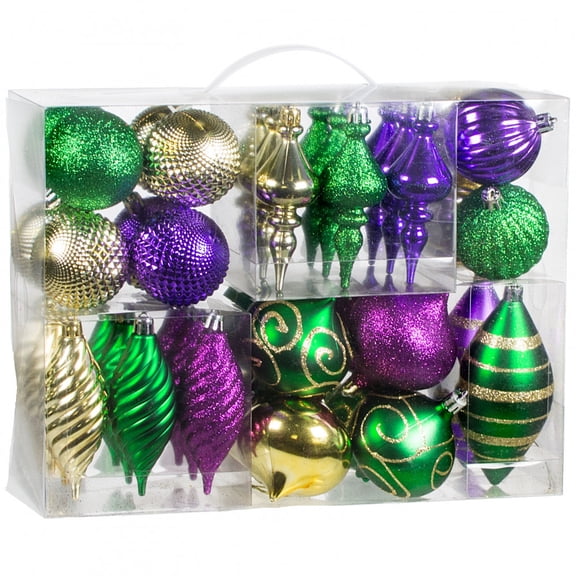 Mardi Gras Ornament Assorted Box (40) Tree decorations NEW ORLEANS parade decor ornaments set collection