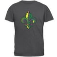thumbnail image 1 of Mardi Gras Ornate Colorful Fleur-de-Lis Dark Heather Adult T-Shirt - Large, 1 of 1