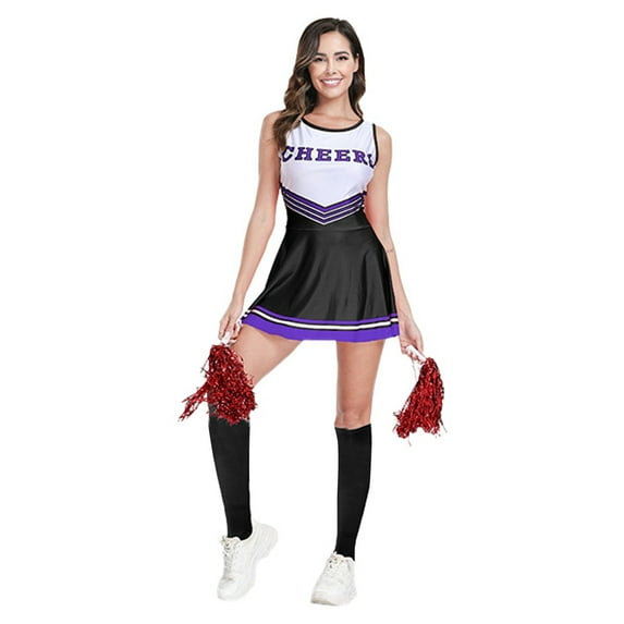 Mardi Gras Outfit Women'S Cheerleading Outfit Gymnastics Outfit Five Color Sleeveless Soccer Baby Cheerleading Dress Black M