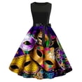 thumbnail image 1 of Mardi Gras Outfit Women'S Long Sleeve Crew Neck Carnival Print Party Casual Swing Dress Casual Vacation Clothes For Holiday Mardi Gras Festival Outfit Yellow XL, 1 of 2