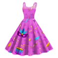 thumbnail image 1 of Mardi Gras Outfit Women Sleeveless Knee Length Retro A Line Flared Swing Formal Prom Party Dress Pink XXL, 1 of 2