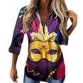 thumbnail image 1 of Mardi Gras Outfit Womens Sequin Print Tops V Neck Sparkly Glitter Blouses Loose Long Sleeve Holiday Evening Party Shiny Shirts Hot Pink S, 1 of 2